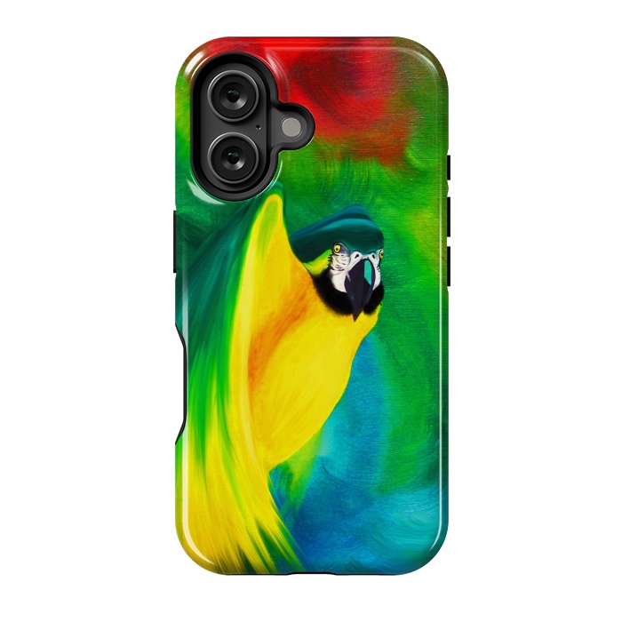 iPhone 16 StrongFit Macaw Parrot Ara Oil on Canvas Painting  by BluedarkArt