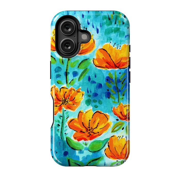 iPhone 16 StrongFit Abstract Orange Poppies by Tigatiga