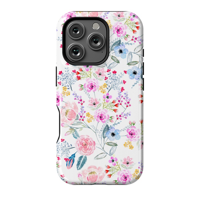 iPhone 16 Pro StrongFit Vintage floral Watercolor hand paint design by InovArts