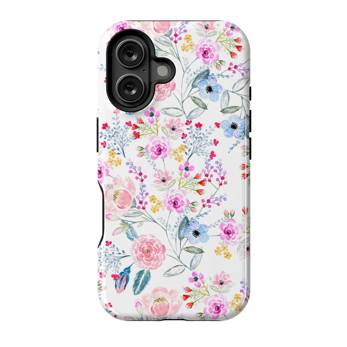 iPhone 16 StrongFit Vintage floral Watercolor hand paint design by InovArts