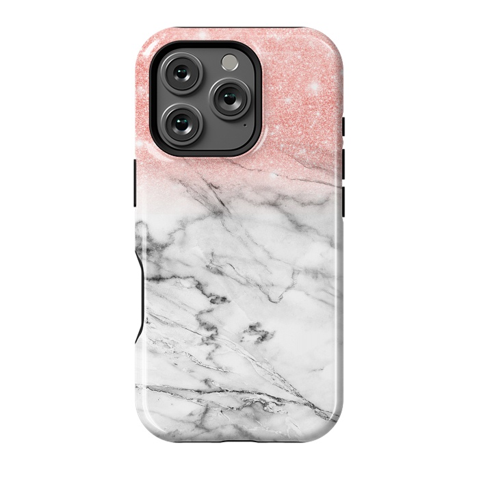 iPhone 16 Pro StrongFit Rose Gold Glitter on Marble by  Utart