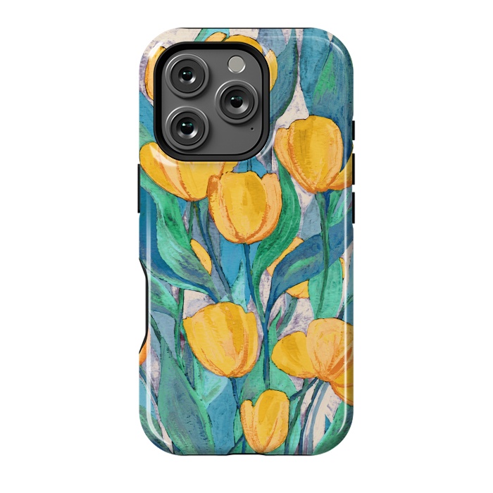 iPhone 16 Pro StrongFit Blooming Golden Tulips in Gouache  by Micklyn Le Feuvre