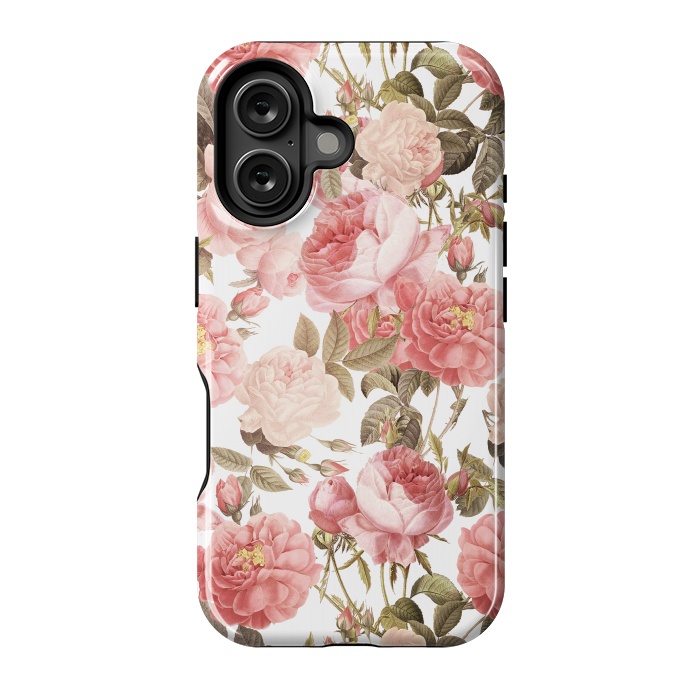 iPhone 16 StrongFit Peach Victorian Roses by  Utart