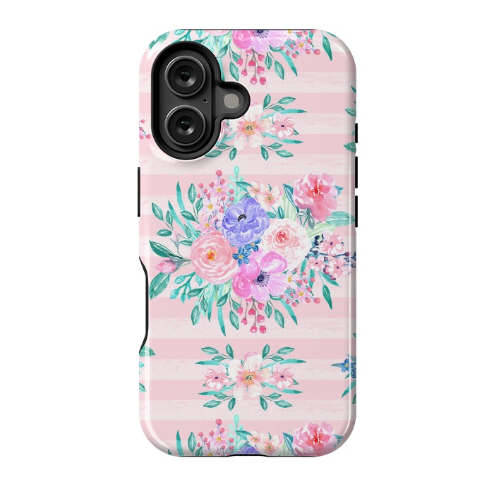 iPhone 16 StrongFit Beautiful watercolor garden floral paint by InovArts