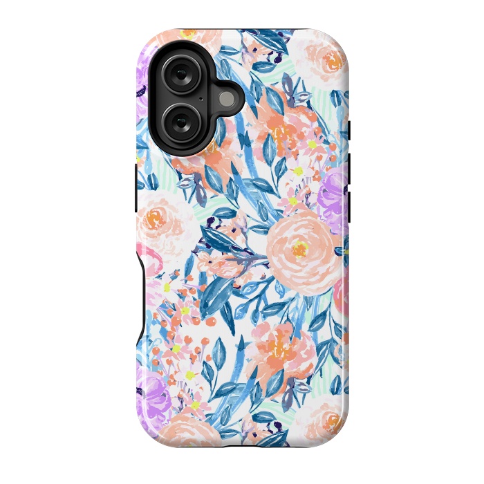 iPhone 16 StrongFit Modern watercolor garden floral paint by InovArts