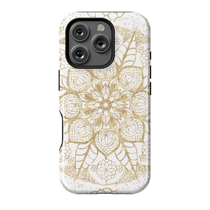 iPhone 16 Pro StrongFit Stylish boho hand drawn golden mandala  by InovArts