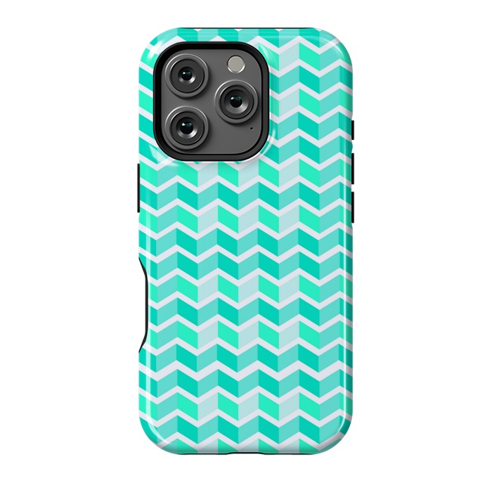 iPhone 16 Pro StrongFit blue zig zag pattern by MALLIKA