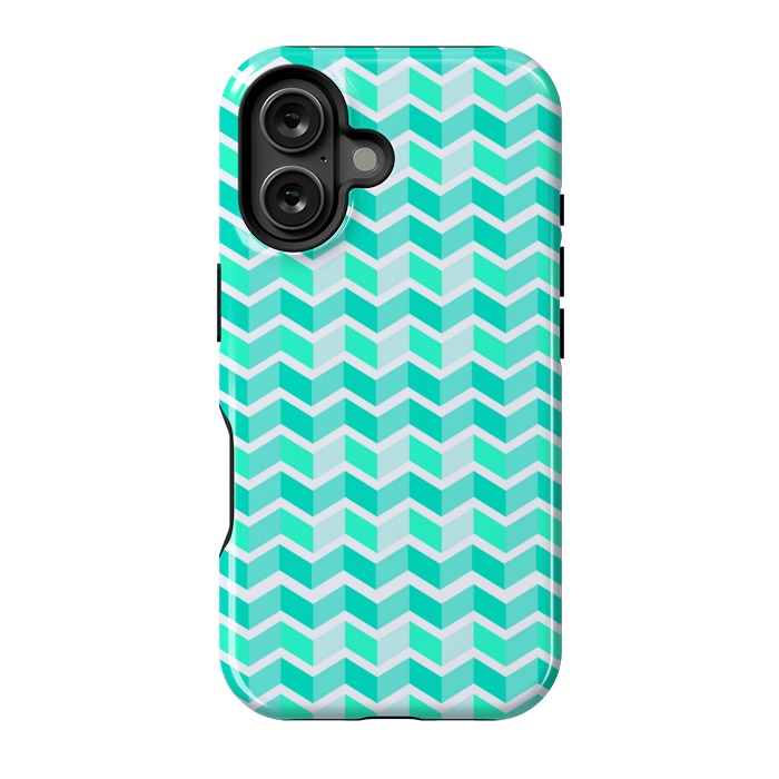 iPhone 16 StrongFit blue zig zag pattern by MALLIKA