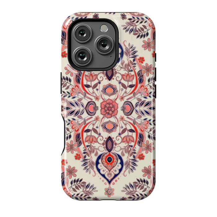 iPhone 16 Pro StrongFit Modern Folk in Coral Red and Indigo by Micklyn Le Feuvre