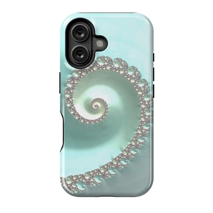 iPhone 16 StrongFit Fantastic Turquoise Fractal by Andrea Haase