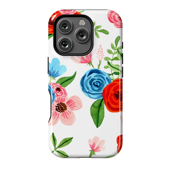 iPhone 16 Pro StrongFit White Ditsy Block Floral Garden Print by Becky Starsmore