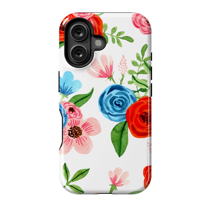 iPhone 16 StrongFit White Ditsy Block Floral Garden Print by Becky Starsmore