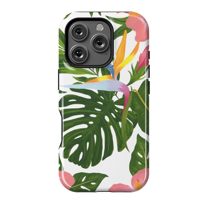 iPhone 16 Pro StrongFit Bird Of Paradise Jungle Floral Print by Becky Starsmore