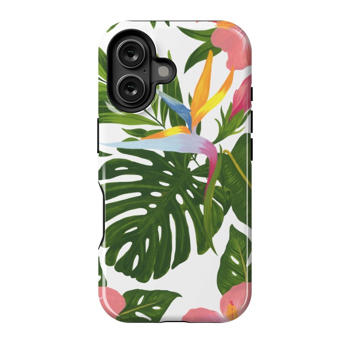 iPhone 16 StrongFit Bird Of Paradise Jungle Floral Print by Becky Starsmore