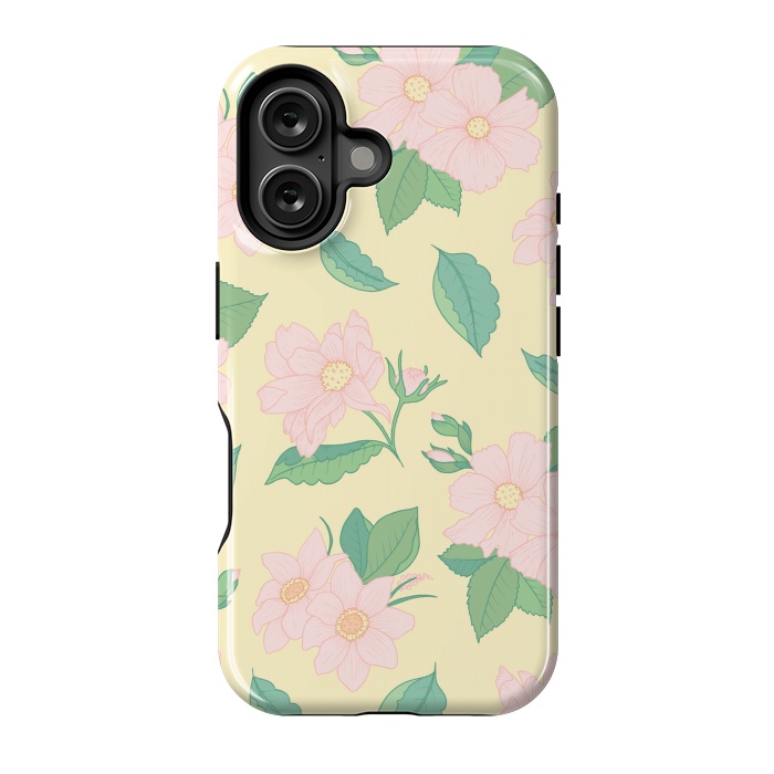 iPhone 16 StrongFit Yellow Pastel Floral Print by Becky Starsmore