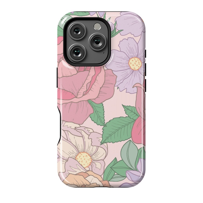 iPhone 16 Pro StrongFit Pink Summer Rose Floral Bouquet by Becky Starsmore