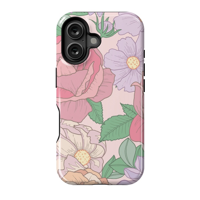 iPhone 16 StrongFit Pink Summer Rose Floral Bouquet by Becky Starsmore