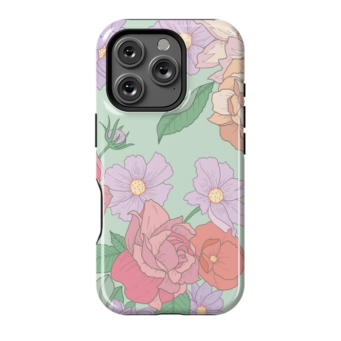 iPhone 16 Pro StrongFit Green Floral Bouquet Print by Becky Starsmore