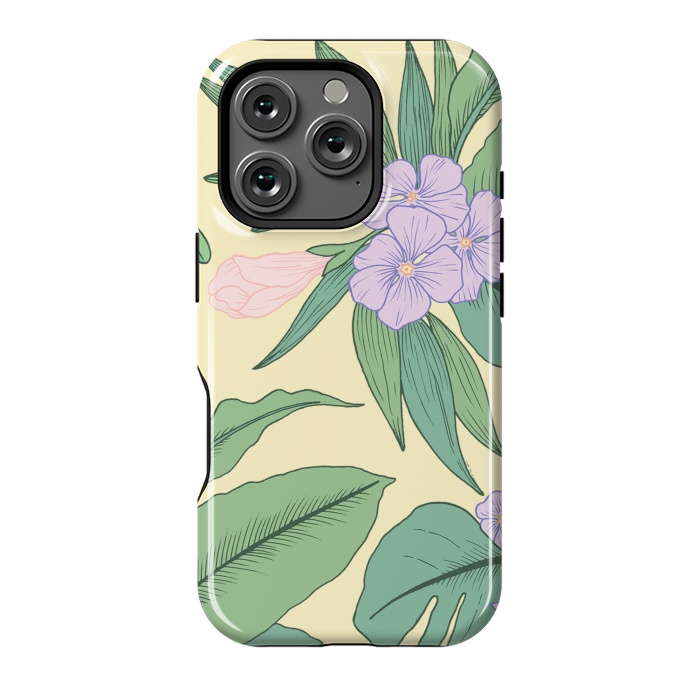 iPhone 16 Pro StrongFit Yellow Tropical Floral Print by Becky Starsmore