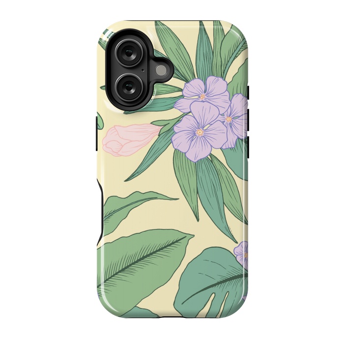 iPhone 16 StrongFit Yellow Tropical Floral Print by Becky Starsmore