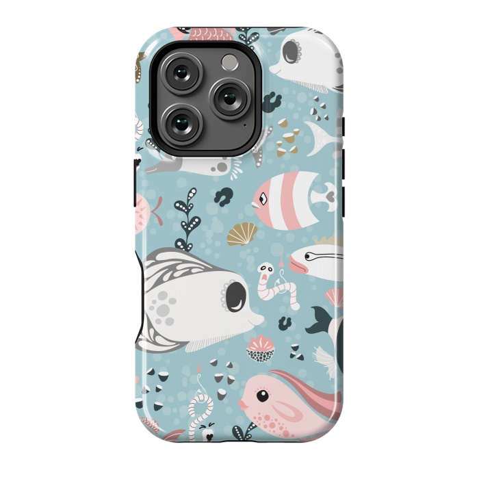 iPhone 16 Pro StrongFit Funny Fish in Pink and Grey by Paula Ohreen