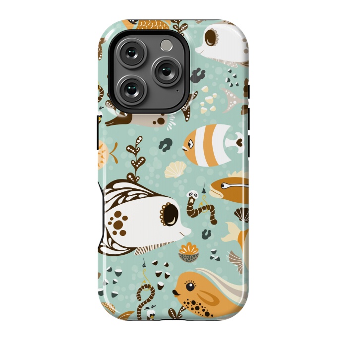 iPhone 16 Pro StrongFit Funny Fish in Orange and Brown by Paula Ohreen