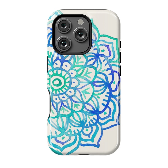 iPhone 16 Pro StrongFit Watercolor Mandala in Ocean Colors by Micklyn Le Feuvre