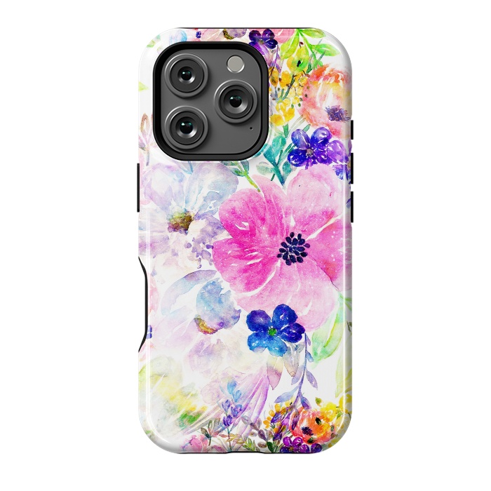 iPhone 16 Pro StrongFit Pretty watercolor floral hand paint design by InovArts