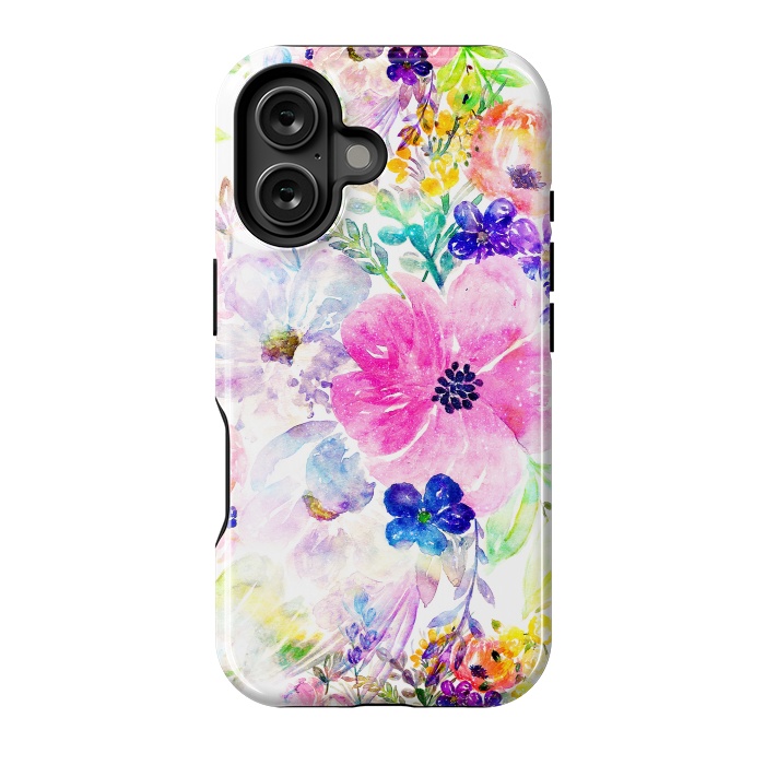 iPhone 16 StrongFit Pretty watercolor floral hand paint design by InovArts