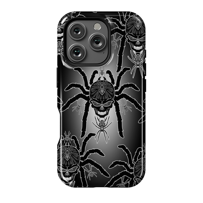 iPhone 16 Pro StrongFit Spider Skull Tattoo Black and Whi by BluedarkArt