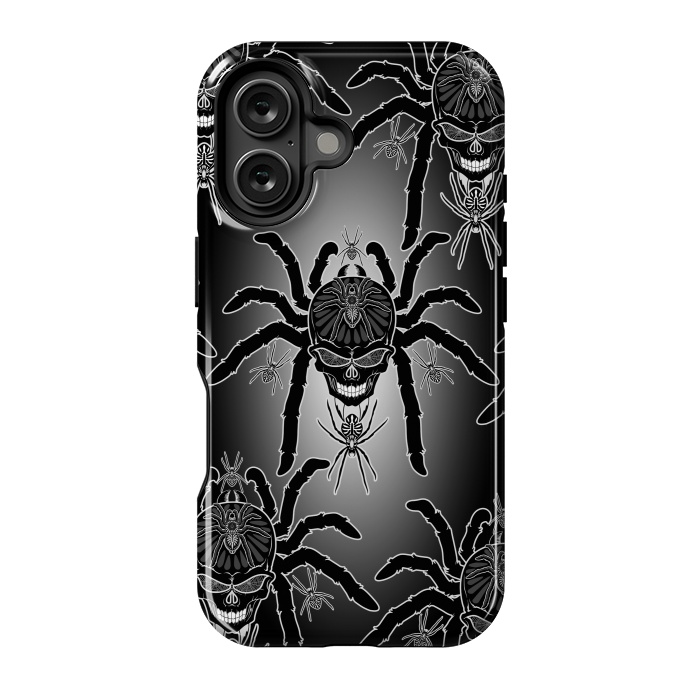 iPhone 16 StrongFit Spider Skull Tattoo Black and Whi by BluedarkArt