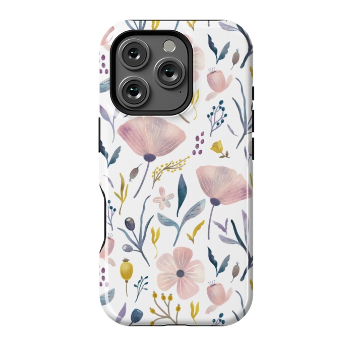 iPhone 16 Pro StrongFit Delicate Pastel Floral by Noonday Design