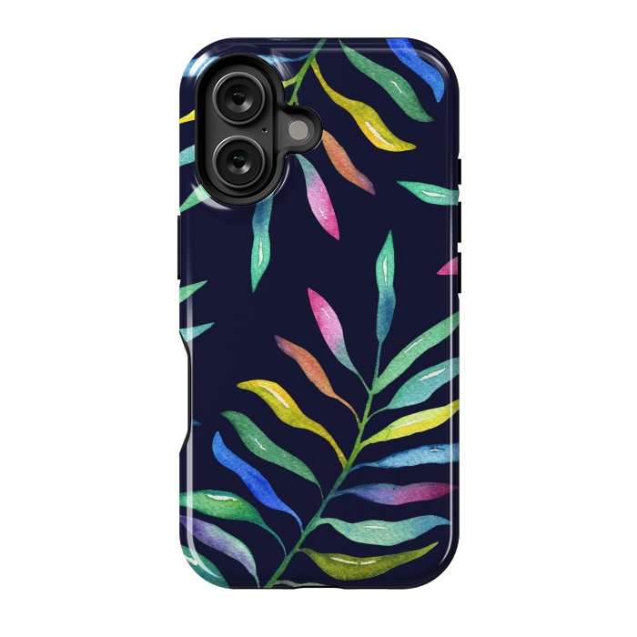 iPhone 16 StrongFit Rainbow Tropical Leaf by Noonday Design