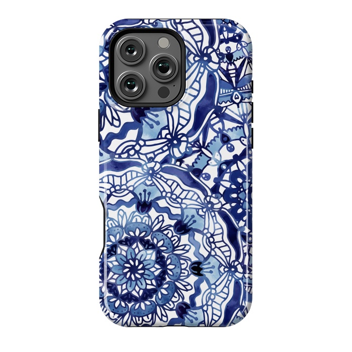 iPhone 16 Pro Max StrongFit Delft Blue Mandalas by Noonday Design