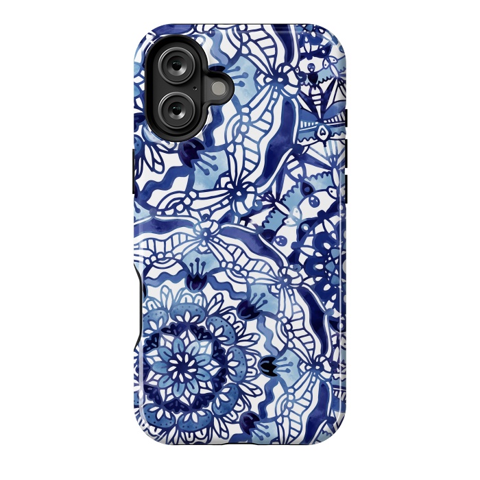 iPhone 16 Plus StrongFit Delft Blue Mandalas by Noonday Design