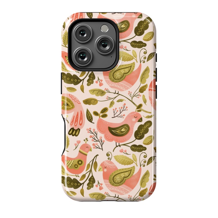 iPhone 16 Pro StrongFit Peachy Keen Birds by Noonday Design