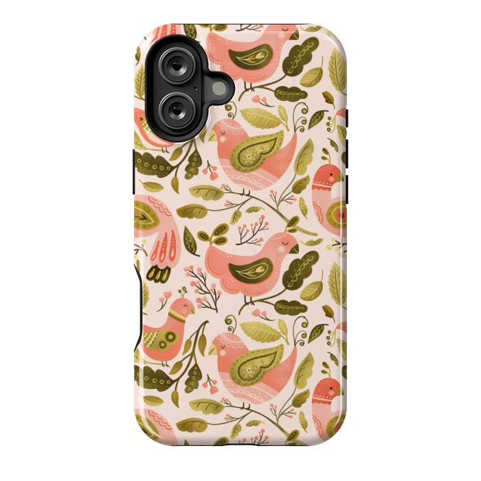 iPhone 16 Plus StrongFit Peachy Keen Birds by Noonday Design