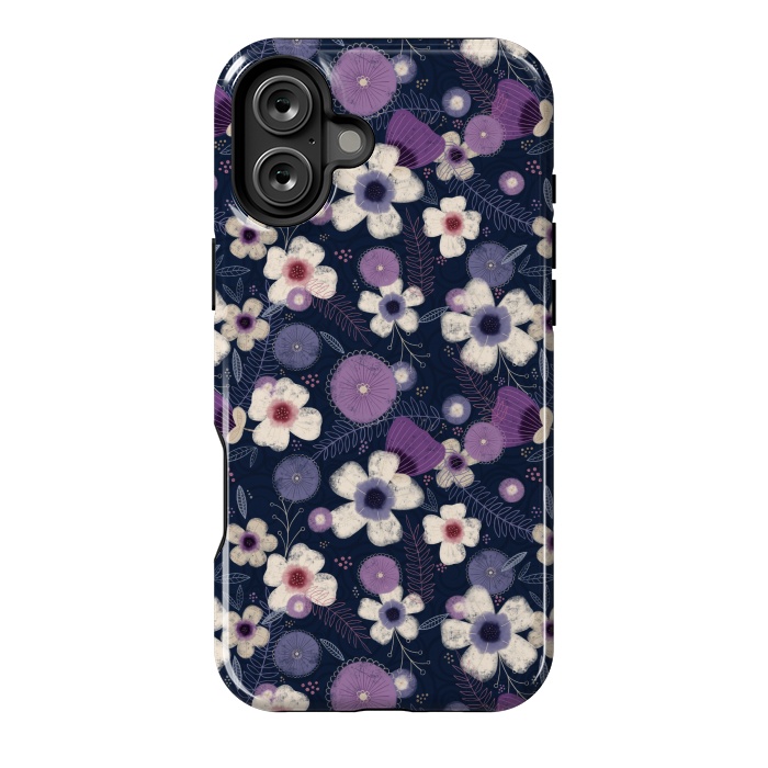 iPhone 16 Plus StrongFit Navy & Purple Floral by Noonday Design