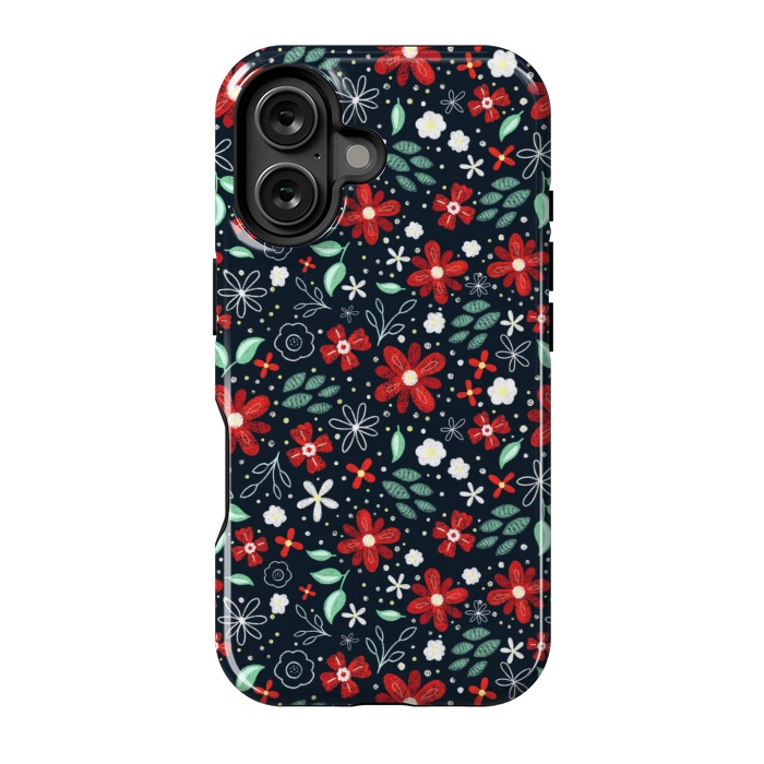 iPhone 16 StrongFit Little Christmas Flowers by Noonday Design