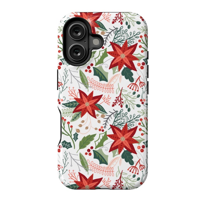 iPhone 16 StrongFit Festive Poinsettias by Noonday Design