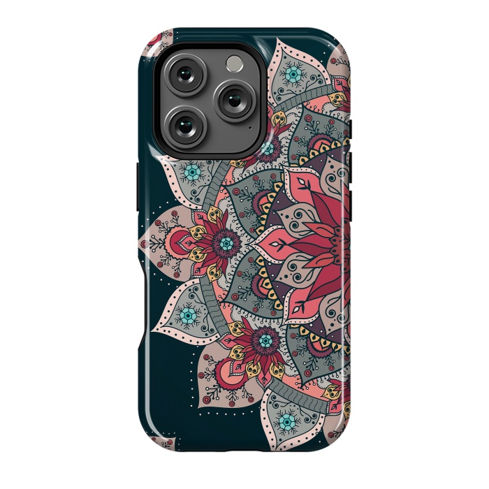 iPhone 16 Pro StrongFit Winter holidays doodles mandala design by InovArts