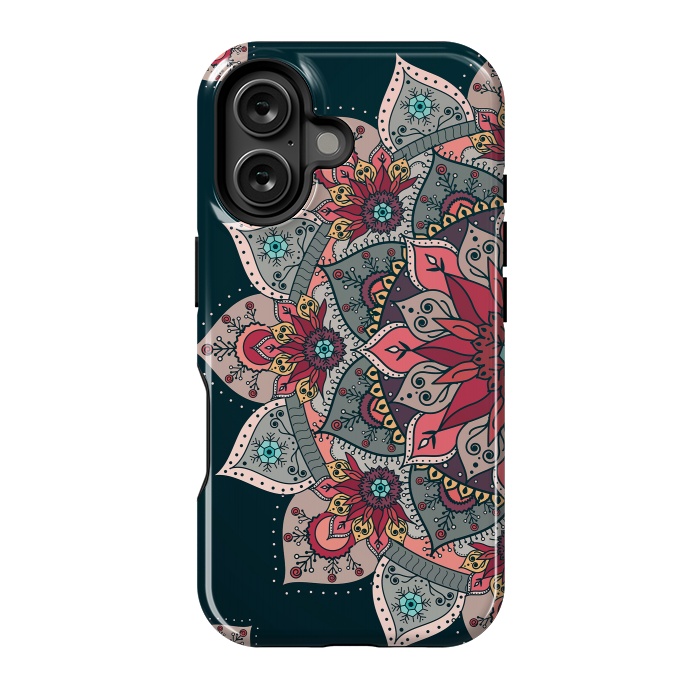 iPhone 16 StrongFit Winter holidays doodles mandala design by InovArts