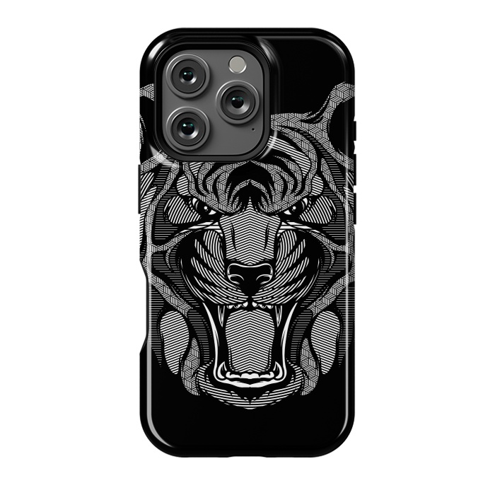 iPhone 16 Pro StrongFit Tiger Zentangle by Afif Quilimo