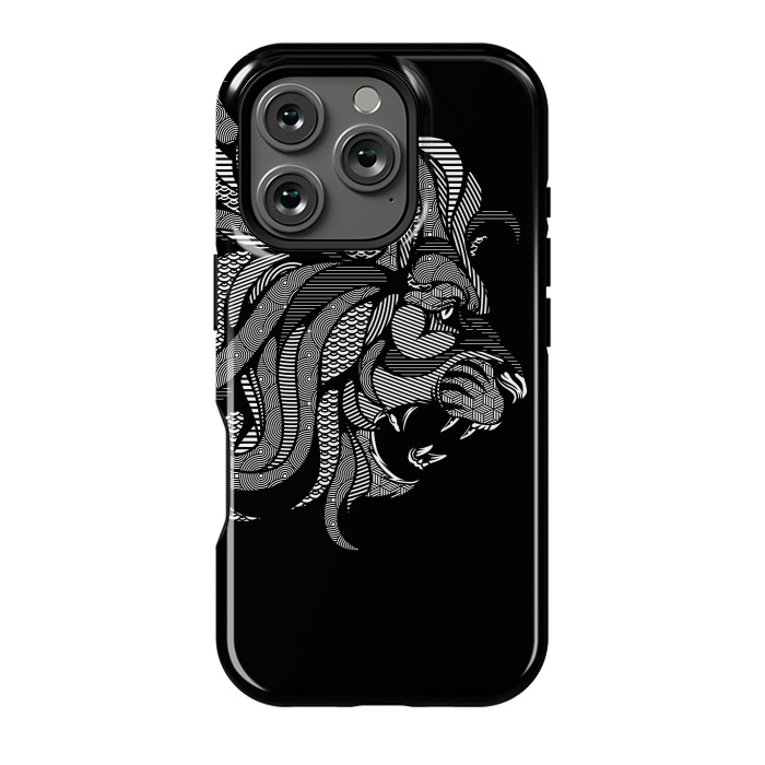 iPhone 16 Pro StrongFit Lion Zentangle by Afif Quilimo