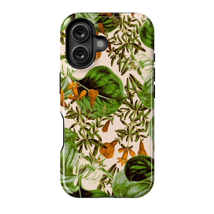 iPhone 16 StrongFit Orange Floral Botanic by Zala Farah