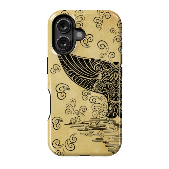 iPhone 16 StrongFit Whale Tail Boho Vintage Tattoo Style by BluedarkArt