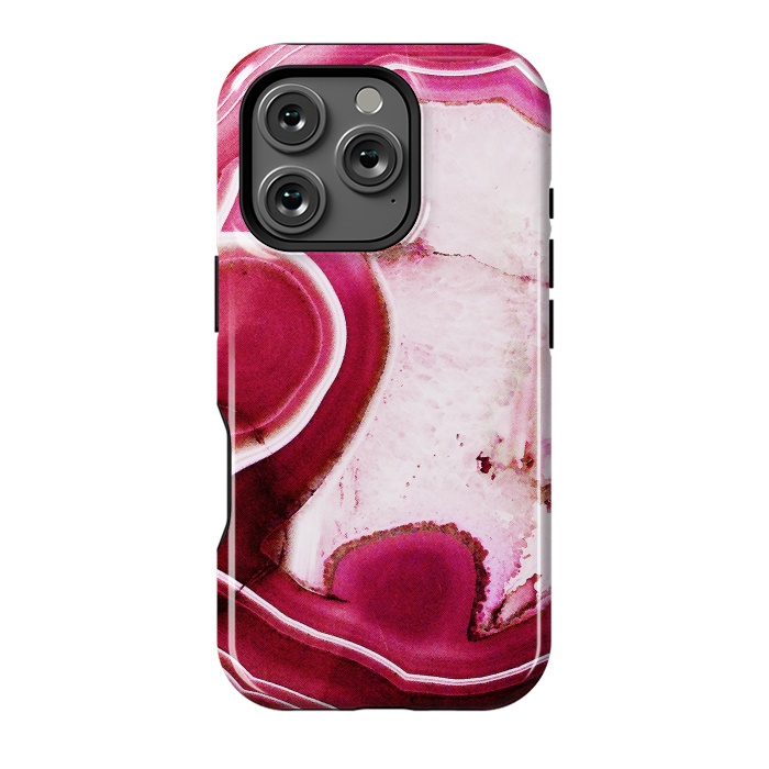 iPhone 16 Pro StrongFit Vibrant pink agate marble by Oana 