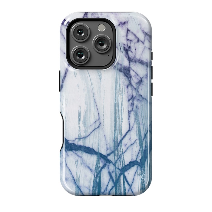 iPhone 16 Pro StrongFit Blue white marble brushstrokes by Oana 