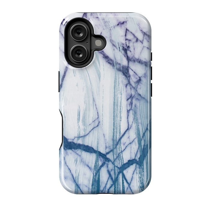 iPhone 16 StrongFit Blue white marble brushstrokes by Oana 