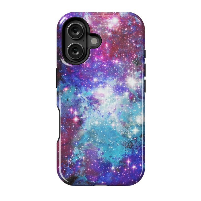 iPhone 16 StrongFit Blue purple galaxy space night stars by Oana 